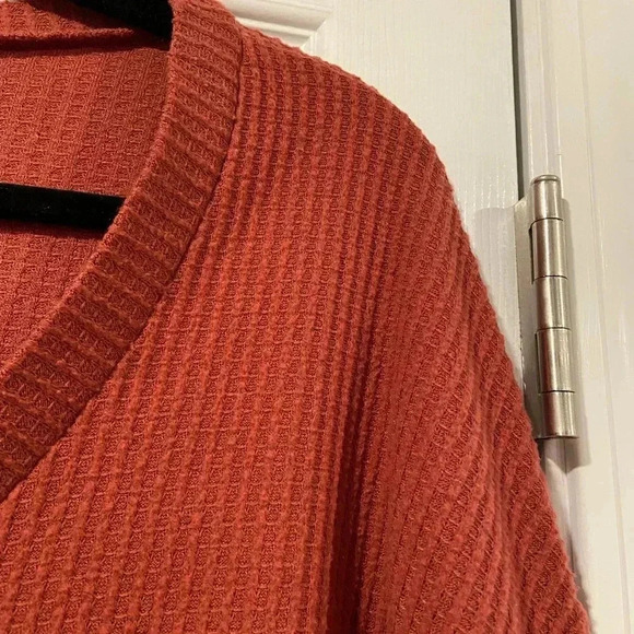 Aeropostale Deep V Long Sleeve Waffle Cropped Drawstring Seriously Soft Size XL - Picture 4 of 12